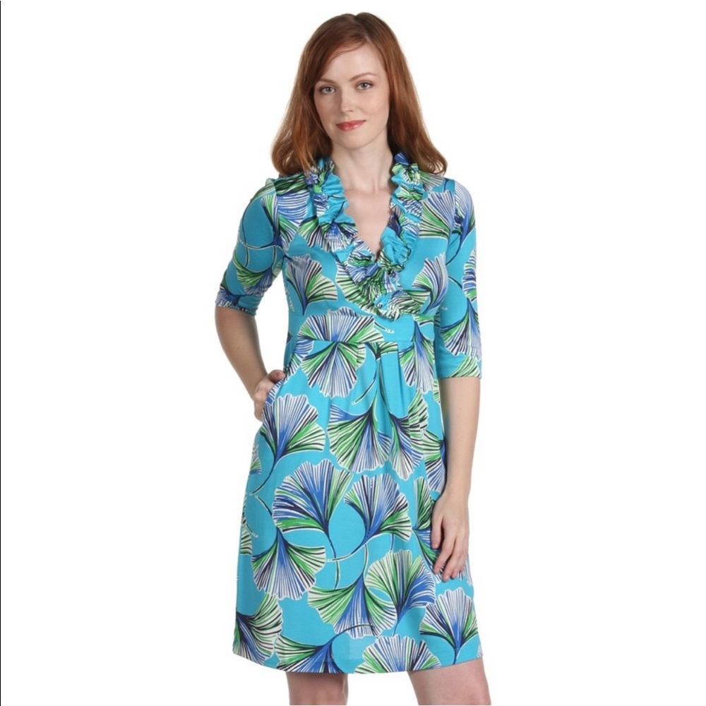 Lilly Pulitzer • gingko print dress, blue green